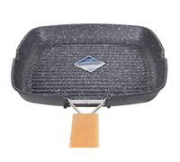 Zilan - Sartén antiadherente para parrilla de 24 cm, con mango plegable de madera, para estufas, para interiores y cuadrados, para barbacoas