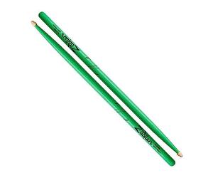 Zildjian 5ACWDGG - Baquetas de neón (5 A, madera de bellota), color verde