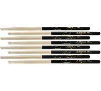 Zildjian Hickory Dip Series 4 para 3 baquetas - 5A - Punta de madera - Negro