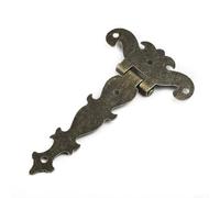 Zilimontt 2 bisagras de aleación de zinc de bronce retro de 4.4 x 2.7 pulgadas, bisagras decorativas antiguas con 10 tornillos para caja de madera, armario, cajón, baúl de almacenamiento,