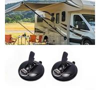 Zilimontt 2 soportes tensores de ventosa para toldo de RV con diseño de gancho fuerte para acampar al aire libre, casas móviles y remolques, construcción de hierro ABS negro PVC 128 x 49 mm
