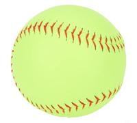 Zilimontt 30.5 cm Practice Softball tamaño y peso oficiales, cubierta de PVC, núcleo de corcho, amarillo óptico con costuras rojas, pelota de entrenamiento sin marcar para lanzamiento lento