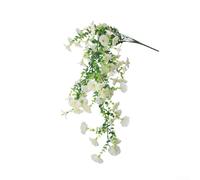 Zilimontt 4 paquetes de flores artificiales colgantes de gloria de la mañana con hojas de eucalipto para decoración al aire libre, arreglos florales artificiales impermeables en varios colores, 75 cm