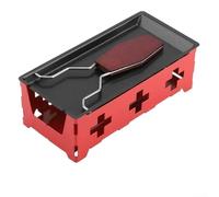 Zilimontt Acero al carbono para Camping Queso Melting Pot con 3 velas configuración de calor, diseño compacto y portátil para transporte y fusión consistente (rojo)