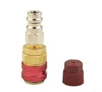 Zilimontt Adaptador de acoplador rápido de extensión lateral alta para R134A A/C, juego de manómetros con conectores de 180 grados y material de latón para sistemas de aire acondicionado de coche