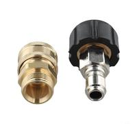Zilimontt Adaptador de manguera de lavado a presión M22 de 14 mm o 15 mm giratorio a acoplador de conexión rápida de 3/8 pulgadas, accesorios de desconexión rápida de latón y acero inoxidable para