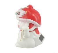 Zilimontt Adorno de gato de la suerte con sensor de luz solar con diseño de danza de león, figura automática de gato Bobblehead para salpicadero de coche, decoración del hogar u oficina, (blanco)