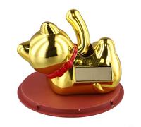 Zilimontt Adorno de gato de la suerte que agita automáticamente con energía solar con diseño de padres e hijos para decoración de escritorio de cajero, figura de Maneki Neko que trae buena suerte y