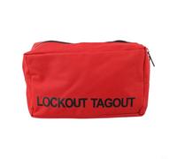 Zilimontt Bolsa de bloqueo rojo de 195 x 115 x 75 mm para almacenamiento portátil de cerraduras y herramientas pequeñas, organizador de kit LOTO de tela Oxford a prueba de polvo, seguridad compacta