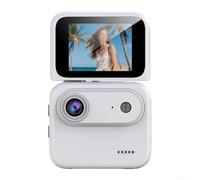 Zilimontt Cámara de acción 4K con soporte en el pecho para aventuras de ciclismo, diseño compacto de ABS de 6,8 x 5,8 x 3 cm, estabilización de imagen avanzada para imágenes suaves, flip (blanco)