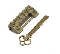 Zilimontt Candado de estilo chino antiguo de aleación de zinc, cerradura de bronce vintage para caja de madera, maleta, cajón, almacenamiento de joyas, decorativo, coleccionable, seguridad de larga