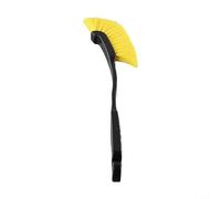 Zilimontt Cepillo de detalles de llantas y llantas de coche con cabeza curvada, mango de plástico, herramienta de limpieza de neumáticos para camiones, furgonetas, motocicletas y coches, limpia