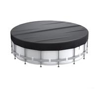 Zilimontt Cubierta redonda para piscina, cubierta de piscina al aire libre, cubierta de piscina redonda de poliéster 210D, retención de calor para piscinas sobre el suelo con marco (15 pies, negro)