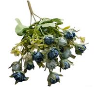 Zilimontt Flores artificiales de crisantemo en diseño realista para arreglos florales de boda, decoración del hogar, accesorios de fotografía, material de tela, 14 x 33 cm, azul