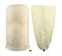 Zilimontt Funda protectora reutilizable para plantas de exterior, 180 x 120 cm, forro polar de polipropileno no tejido, con cordón y cierre de cremallera, 2 unidades, color rojo