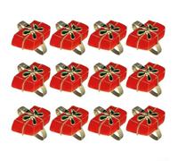 Zilimontt Juego de 12 servilleteros de Navidad de metal rojo para servilletas de 2,2 x 4 cm con diseño intrincado, elegante decoración de mesa