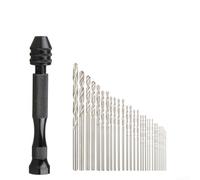 Zilimontt Juego de 31 brocas manuales de precisión con 30 mini microbrocas giratorias de 0,5 a 3 mm, mango de aleación de aluminio, herramienta de manualidades para madera, resina, joyas, cuentas,