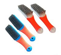 Zilimontt Juego de 4 cepillos de alambre de acero inoxidable para óxido y eliminación, juego de cepillos de alambre resistentes con mango de silicona antideslizante, ideal para parrilla, utensilios de