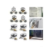 Zilimontt Juego de 4 rodillos dobles para mampara de ducha de 23 mm de diámetro de rueda ABS y aleación de zinc, poleas superiores e inferiores, kit de accesorios de repuesto para vidrio de 4 a 6 mm