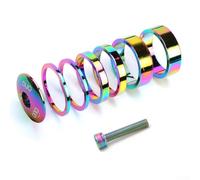 Zilimontt Juego de espaciadores de aleación de aluminio para auriculares de bicicleta con tapa superior de vástago y junta de anillo para horquillas de carretera y montaña de 1-1/8 pulgadas, diámetro