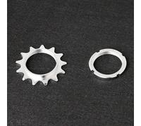 Zilimontt Juego de piñón de engranaje fijo y anillo de bloqueo, pista de acero de una sola velocidad para kit de rueda libre de bicicleta, se adapta a cadena de 1/8 pulgadas, compatible con la mayoría