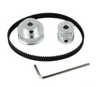 Zilimontt Juego de polea de distribución de aluminio de 20 y 36 dientes de 5 mm de diámetro de 5 mm, kit de transmisión de rueda síncrona con correa de 200 mm y llave para fresadoras CNC