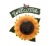 Zilimontt Letrero de bienvenida para puerta de girasol para decoración del hogar y el jardín, letrero acrílico para colgar en la pared con vibrante diseño de girasol amarillo, 17,5 x 23,5 cm