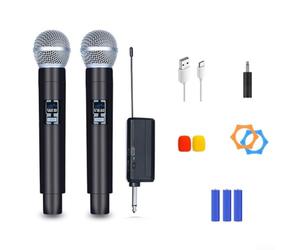Zilimontt Micrófono de karaoke inalámbrico recargable con rango de 50 m, frecuencia de 730-769 MHz, relación S/N de 295 dB para bodas, reuniones, fiestas, eventos en interiores o exteriores (uno y dos