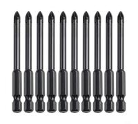 Zilimontt Paquete de 10 brocas hexagonales de carburo de 6 mm para azulejos de porcelana, cerámica, mármol, vidrio y ladrillo con diseño de cabeza de lanza para una perforación suave y precisa