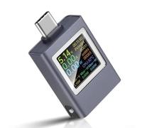 Zilimontt Probador de energía USB, medidor de capacidad de corriente de voltaje de 4.5-50 V con PD2.0/PD3.0/para soporte de protocolo QC2.0, pantalla giratoria de 360° para teléfonos móviles