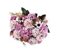 Zilimontt Ramo de flores artificiales con bolas de pong, arreglo floral sintético vibrante para decoración del hogar, centros de mesa de bodas y eventos, plástico resistente a los rayos UV (morado)
