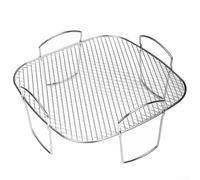 Zilimontt Rejilla de parrilla de acero inoxidable para freidora de aire, horno y microondas, estante elevado de 4 patas, accesorio de cocina de una sola capa para asar