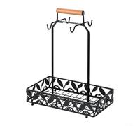 Zilimontt Soporte organizador de metal para tazas de café con 4 ganchos, estante de almacenamiento, cesta de cápsulas de café, taza de té, organizador de encimera de cocina, solución de ahorro de