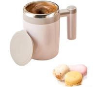 Zilimontt Taza de café eléctrica de acero inoxidable 304 con capacidad de 400 ml con agitación magnética y apagado automático para preparación de bebidas (blanco elegante)