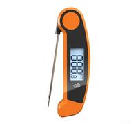 Zilimontt Termómetro digital plegable con sonda giratoria de 180° para lecturas, rango de -50 °C a 300 °C, IPX5 impermeable, LCD retroiluminado, encendido/apagado automático, para hornear, (naranja)