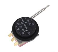 Zilimontt Termostato integrado 0-120°C controlador de temperatura con perilla, rango ajustable 0-50°C, diferencia de conmutación ±1°C, línea de detección de 1 m y varilla de sensor de 75 mm, compacto