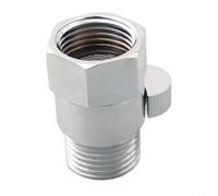 Zilimontt Válvula de cierre de ducha de mano, interruptor de control de flujo de agua de latón, acabado cromado, rosca macho hembra G1/2, juntas de goma antifugas