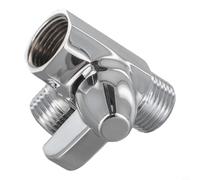 Zilimontt Válvula desviadora de ducha de latón cromado de 3 vías G1/2 pulgadas, adaptador en forma de T con 1 entrada y 2 tomas, compatible con cabezales de ducha de mano de montaje en pared y