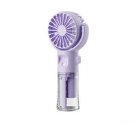 Zilimontt Ventilador de nebulización de mano, con carga tipo C, portátil, recargable, con función de pulverización de agua, 4 ajustes de velocidad, para refrigeración de verano (morado)