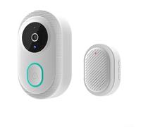 Zilimontt Videoportero inalámbrico con visión nocturna, timbre inteligente para WiFi de 2.4G, cámaras HD, audio bidireccional, impermeable IP65, modulación de voz, fácil (blanco)