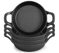 Ziliny Mini sartenes de hierro fundido de 6.3 x 6.3 x 1.5 pulgadas, juego de ramequín pequeño, cacerola negra, utensilios de cocina, mini sartenes aptas para horno, para cocina, interiores y