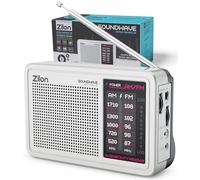 ZILON Radio a Pilas y 220v Transistor Portatil Mediano Retro Vintage FM Am Analogica Kit Emergencias con Toma Auriculares - Muy Facil Uso Mayores Excelente Señal - Clasica Musica Camping y Regalo