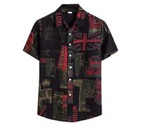 Zilosconcy Camisas Algodón Hawaiana Hombre Manga Corta con Bolsillo y Button Elegante Casual étnica Slim Fit Camiseta Casual Verano Caballero Boutique Rebaja Barato Camisa Originales para Adolescente