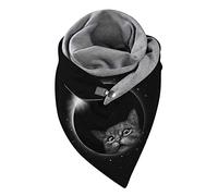 Zilosconcy Mujer Bufanda Pañuelos Universal Otoño Invierno Cálidos Gatos Imprime Hebilla De Doble Capa Suave Cómoda Bufanda Liviano Fulares Gorro Shawls Caliente Textura Elegante Bufandas Chales