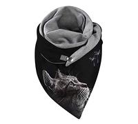 Zilosconcy Mujer Bufanda Pañuelos Universal Otoño Invierno Cálidos Gatos Imprime Hebilla De Doble Capa Suave Cómoda Bufanda Liviano Fulares Gorro Shawls Caliente Textura Elegante Bufandas Chales