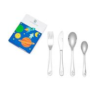 Zilverstad - Juego de 4 cubiertos infantiles Espacio acero inoxidable
