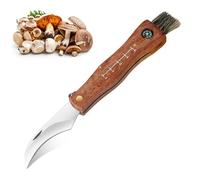 ZIMAIC Navaja Plegable Recolectar Setas, con Cepillo y Mango de Madera