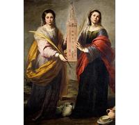 ZIMARO Arte de la Pared Poster Cuadros en Lienzo Pintura clásica Santos Justo y Rufina Patronas de la Ciudad de Sevilla de Bartolomé Esteban Murillo para decoración de oficina 60x90cm