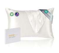 ZIMASILK Funda de almohada de seda de 40 x 60 cm, 100 % seda de morera pura de 22 momme, certificado OEKO-TEX, seda de grado 6A, suave por ambos lados para piel y cabello, 1 pieza, color blanco