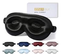ZIMASILK Máscara de Dormir Ajustable 3D - 100% Seda de Morera Pura 22 Momme, Contorneada, Súper Suave y Transpirable, Bloquea la Luz Perfectamente (Negro)
